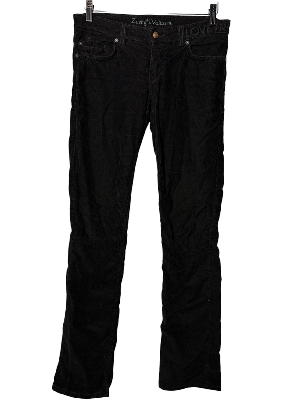 Zadig & Voltaire Corduroy Black Flared Wide-Leg Jeans